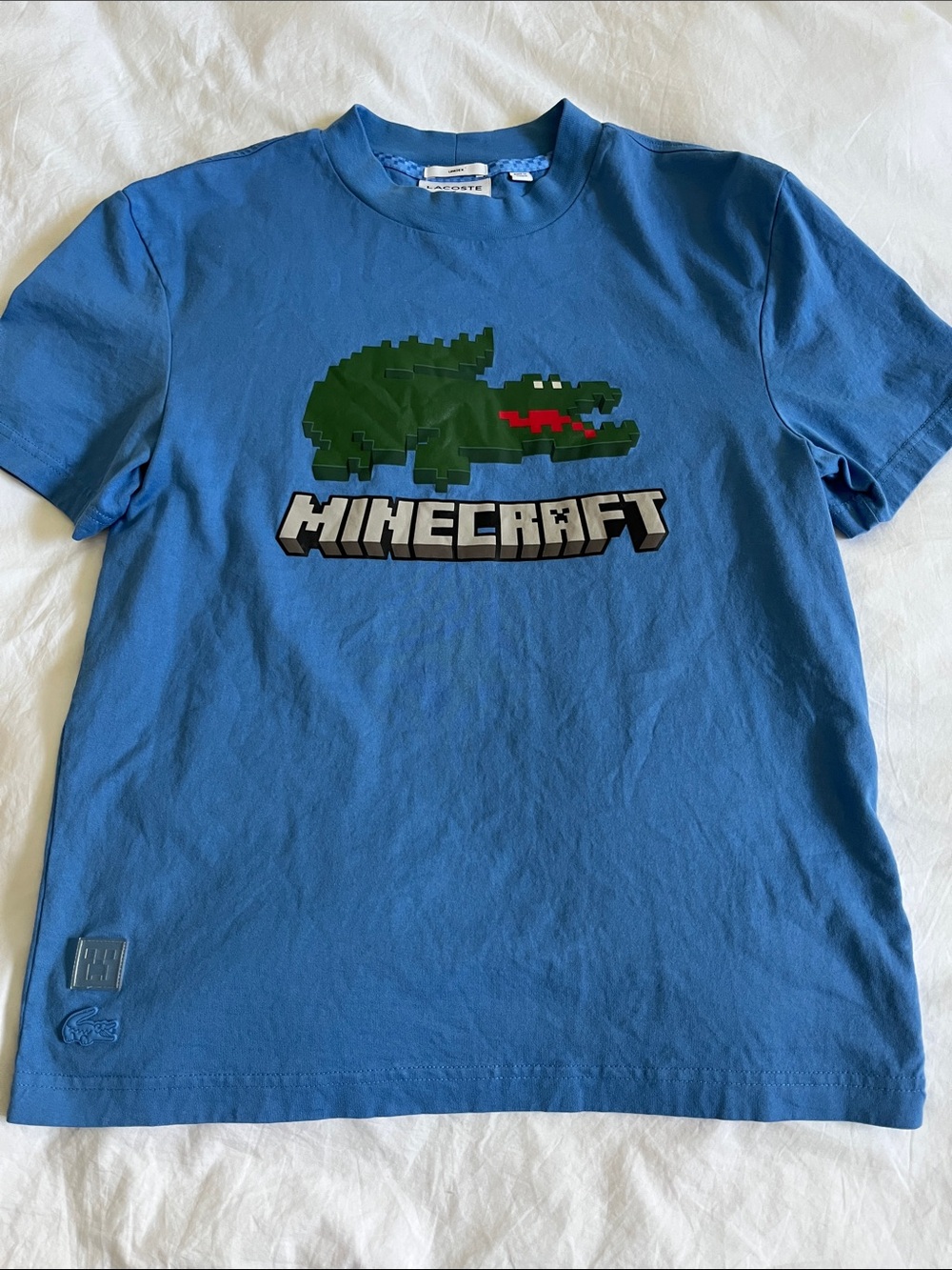 Lacoste x Minecraft blue aligaror logo tshirt size xxs or kids XL